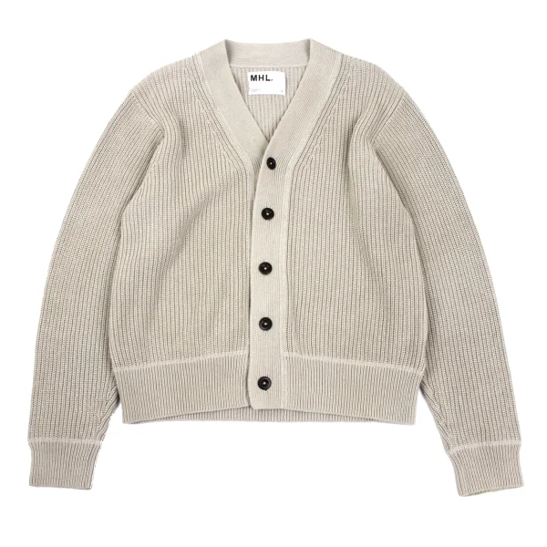 MHL Low-gauge Cotton Knit Cardigan Grey,Beige L K-169111_001