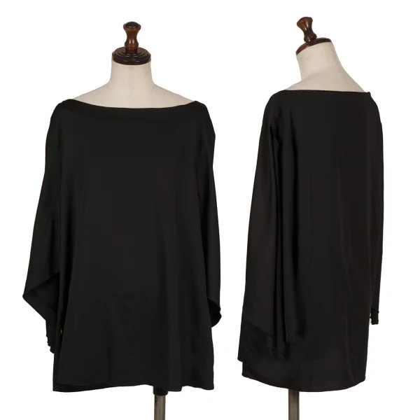 NARACAMICIE Poly Drape Sleeve Stretch Top Black 2 K-169120_001