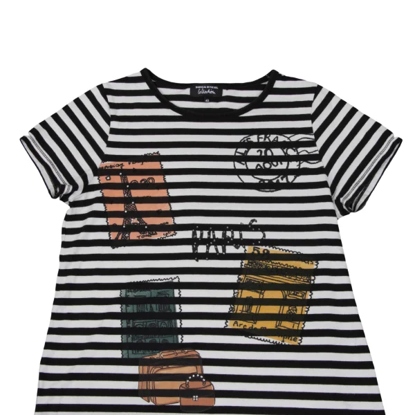 SONIA RYKIEL Rhinestone-embellished Paris Travel Print Striped T-shirt K-169121_002