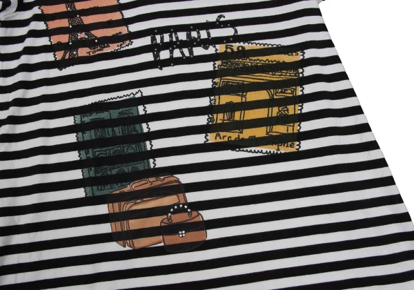 SONIA RYKIEL Rhinestone-embellished Paris Travel Print Striped T-shirt K-169121_009