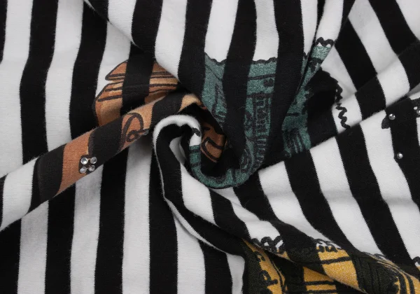 SONIA RYKIEL Rhinestone-embellished Paris Travel Print Striped T-shirt K-169121_012