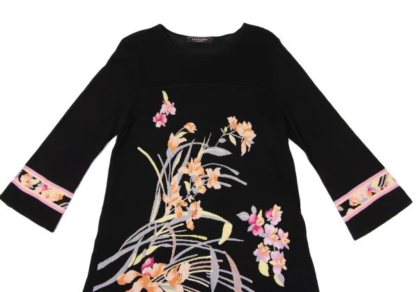 LEONARD Silk Blend Rhinestone-embellished Floral Jacquard Knit Top K-169123_003