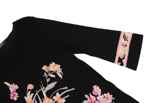 LEONARD Silk Blend Rhinestone-embellished Floral Jacquard Knit Top K-169123_006