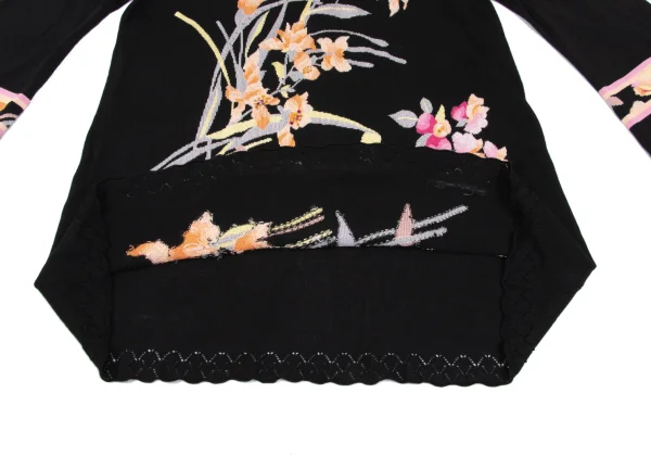 LEONARD Silk Blend Rhinestone-embellished Floral Jacquard Knit Top K-169123_017