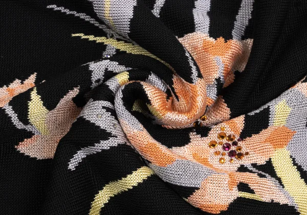 LEONARD Silk Blend Rhinestone-embellished Floral Jacquard Knit Top K-169123_018