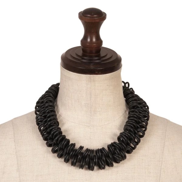 MATERIA DESIGN ANELLI SHORT Rubber Ring Necklace Black  K-169128_001