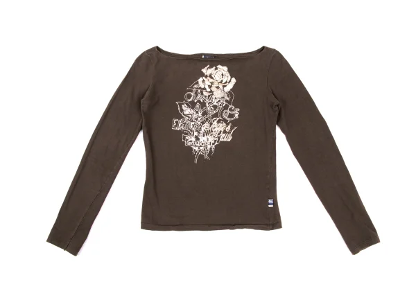 Jean's Paul GAULTIER Rose Embroidery Design Stretch Tops K-169134_002