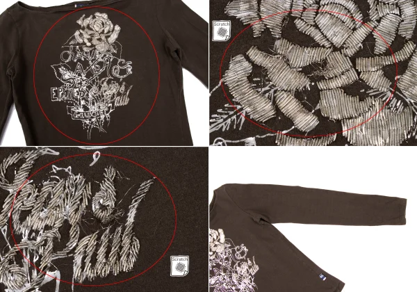 Jean's Paul GAULTIER Rose Embroidery Design Stretch Tops K-169134_008