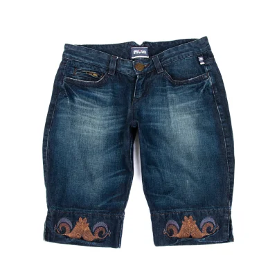 Jean's Paul GAULTIER Hem Embroidery Half Jeans