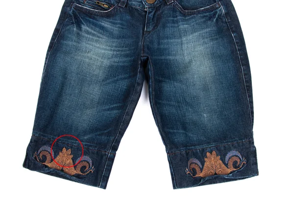 Jean's Paul GAULTIER Hem Embroidery Half Jeans K-169135_009