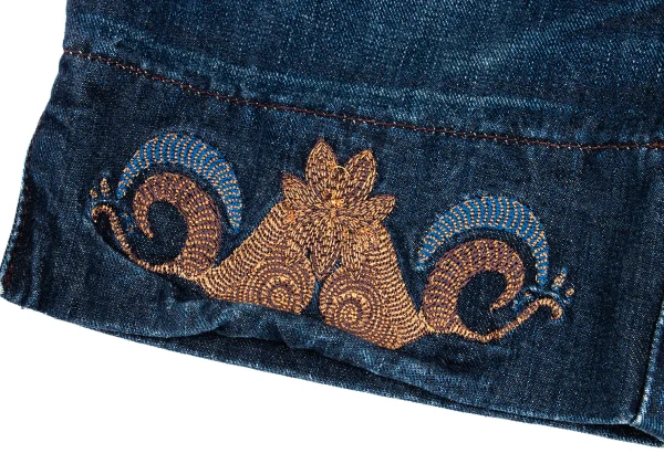 Jean's Paul GAULTIER Hem Embroidery Half Jeans K-169135_011