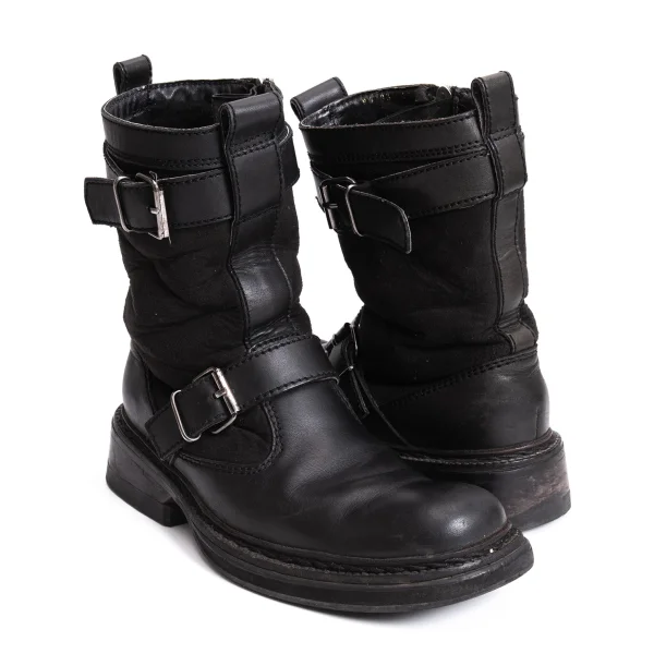 JPG by GAULTIER Boa-lining Suede Switching Leather Boots Black 23(About US 6) K-169146_001