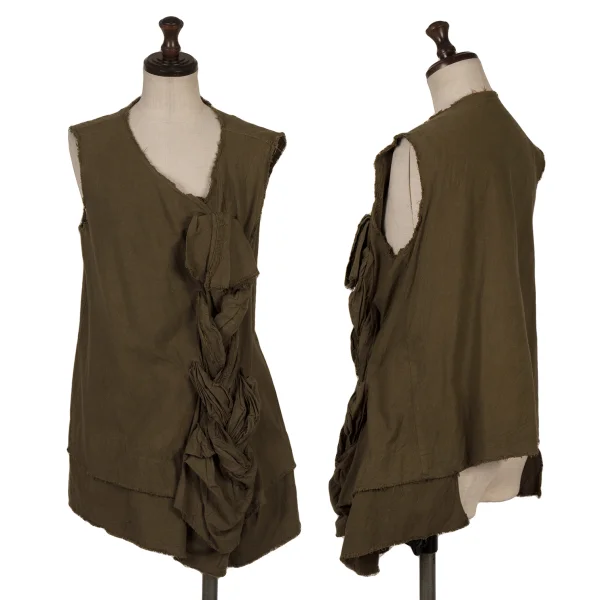 COMME des GARCONS Cotton Twist Design Sleeveless Top Khaki S K-169151_001