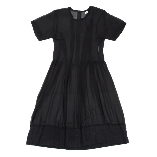COMME des GARCONS Hem Tweed Switching Sheer Dress K-169152_002
