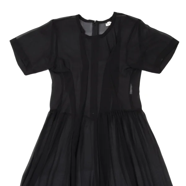 COMME des GARCONS Hem Tweed Switching Sheer Dress K-169152_003