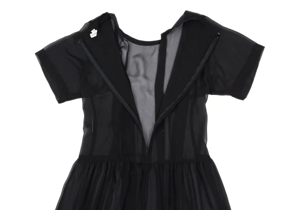 COMME des GARCONS Hem Tweed Switching Sheer Dress K-169152_010