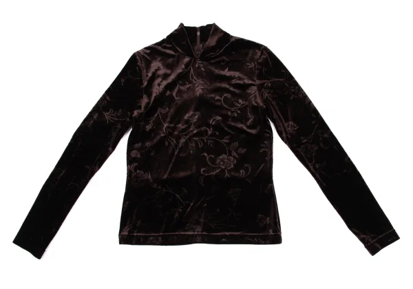 ANNA SUI Floral Jacquard Turtle Neck Velour Top K-169163_002