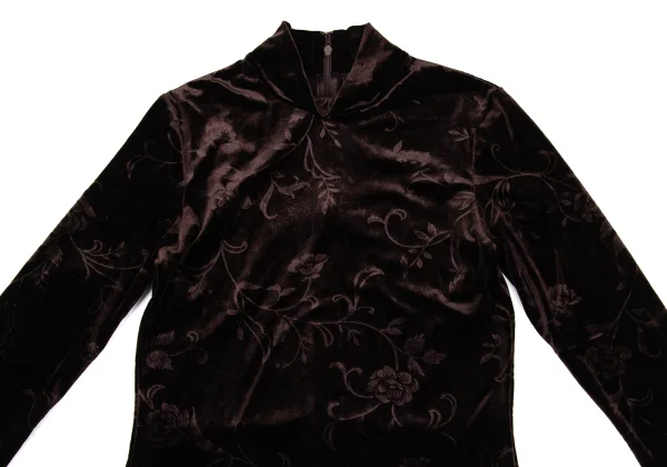 ANNA SUI Floral Jacquard Turtle Neck Velour Top K-169163_003