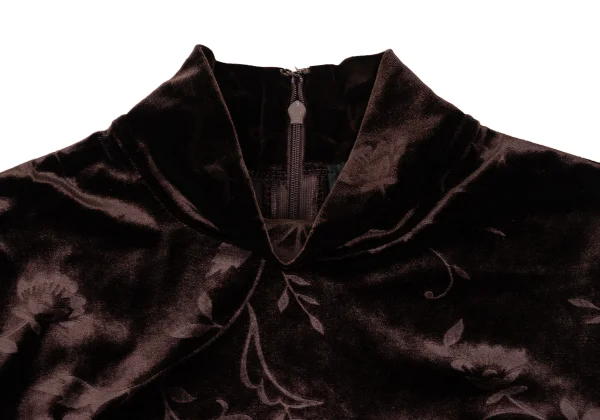 ANNA SUI Floral Jacquard Turtle Neck Velour Top K-169163_004