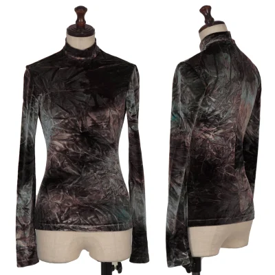 ANNA SUI Wrinkle Tie-Dye Velour Turtle Neck Top