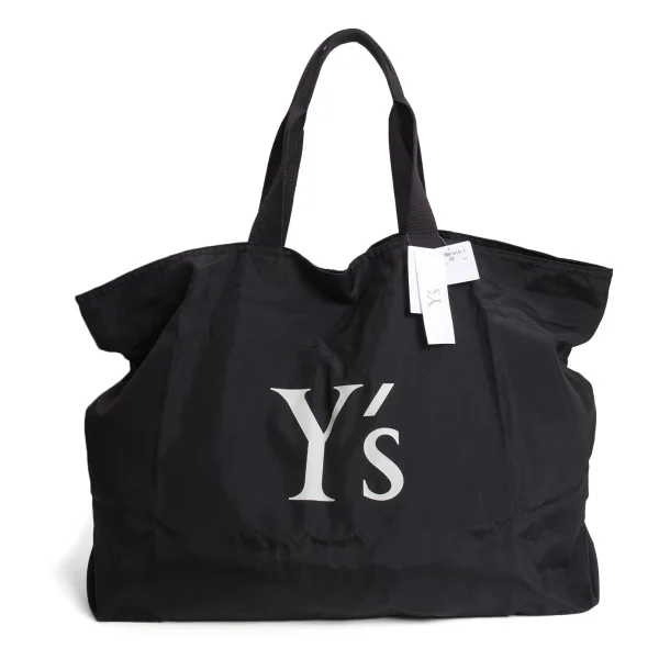 新品!ワイズY's ロゴプリントナイロンラージバッグ 黒 K-169192_002