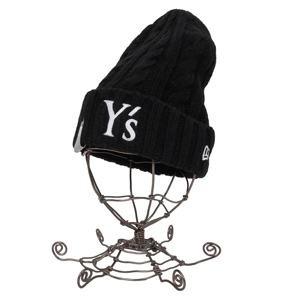 Y's×NEW ERA Logo Embroidery Cable Knit Cap Black  K-169209_001