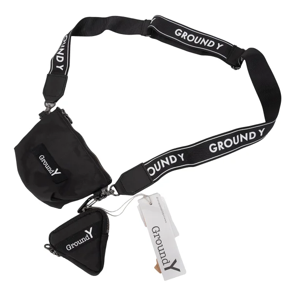 Ground Y Logo Shoulder Coin Case & Mini Pouch Black  K-169232_001