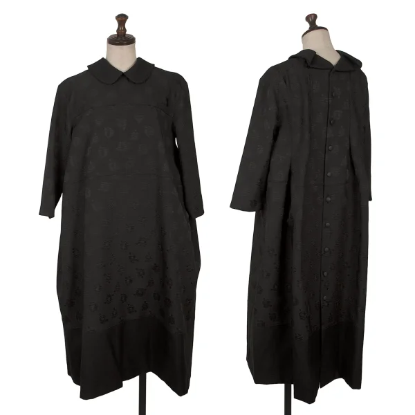 tricot COMME des GARCONS Flower Jacquard Back Button Round-collar Dress Black M K-169239_001