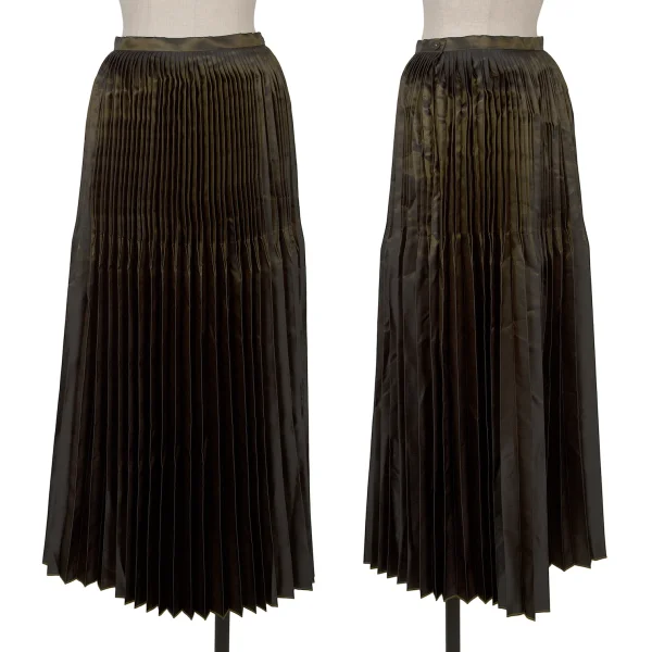 ISSEY MIYAKE Shiny Pleats Skirt Khaki S-M K-169240_001