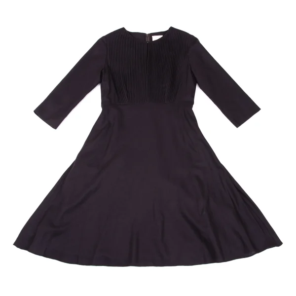 Sybilla Wool Front Tuck Design 3/4 Sleeve Skipper Dress K-169247_002