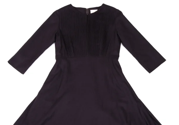 Sybilla Wool Front Tuck Design 3/4 Sleeve Skipper Dress K-169247_003