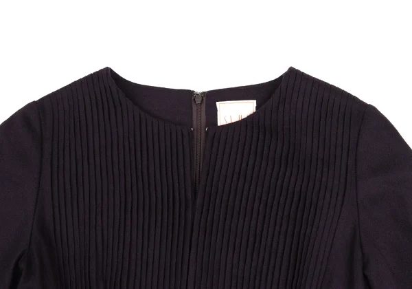 Sybilla Wool Front Tuck Design 3/4 Sleeve Skipper Dress K-169247_006