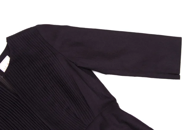 Sybilla Wool Front Tuck Design 3/4 Sleeve Skipper Dress K-169247_007