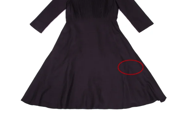 Sybilla Wool Front Tuck Design 3/4 Sleeve Skipper Dress K-169247_009