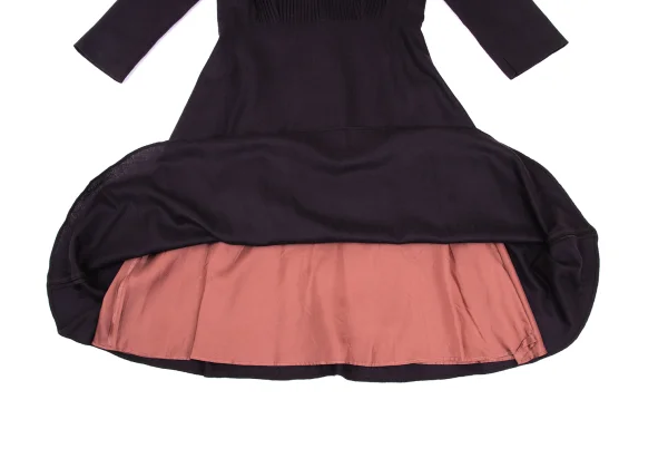 Sybilla Wool Front Tuck Design 3/4 Sleeve Skipper Dress K-169247_012