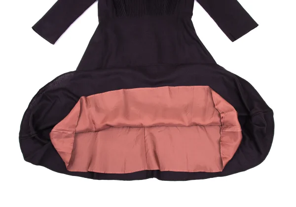 Sybilla Wool Front Tuck Design 3/4 Sleeve Skipper Dress K-169247_013