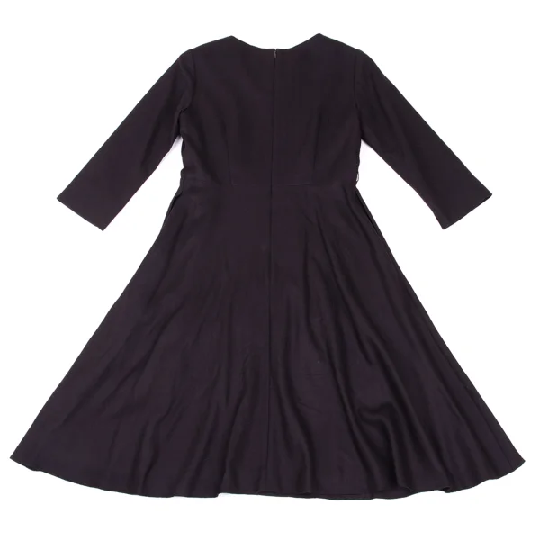 Sybilla Wool Front Tuck Design 3/4 Sleeve Skipper Dress K-169247_014