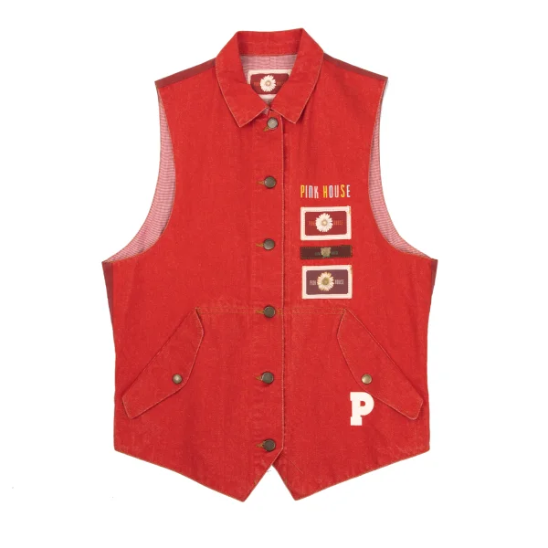 PINK HOUSE Cotton Patch Design Back Panel Denim Vest K-169250_002