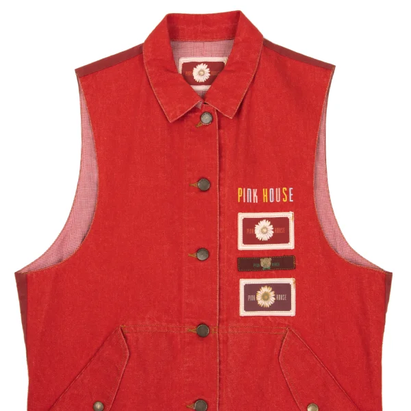PINK HOUSE Cotton Patch Design Back Panel Denim Vest K-169250_003