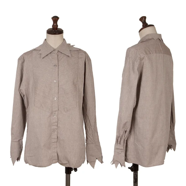 KENZO Cotton Zigzag Design Printed Long-sleeved Shirt Grey,Brown 2 K-169252_001