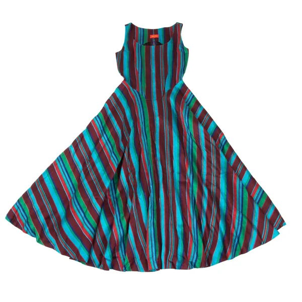 KENZO Linen Rayon Multi-stripe Sleeveless Dress K-169253_002