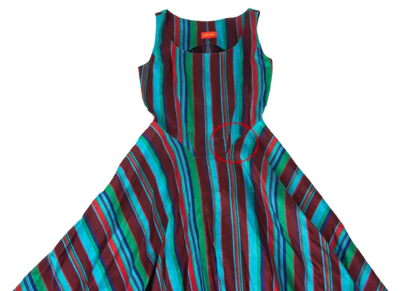 KENZO Linen Rayon Multi-stripe Sleeveless Dress K-169253_003