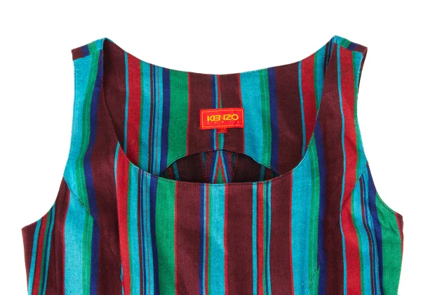 KENZO Linen Rayon Multi-stripe Sleeveless Dress K-169253_005