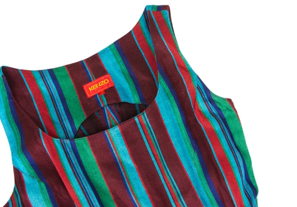 KENZO Linen Rayon Multi-stripe Sleeveless Dress K-169253_006