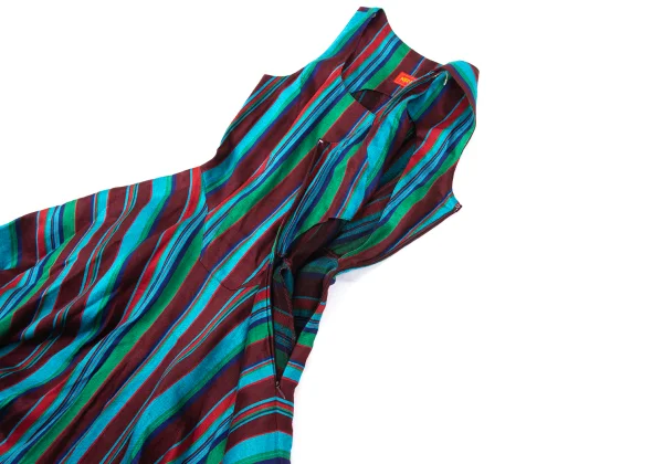 KENZO Linen Rayon Multi-stripe Sleeveless Dress K-169253_007