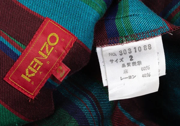 KENZO Linen Rayon Multi-stripe Sleeveless Dress K-169253_018