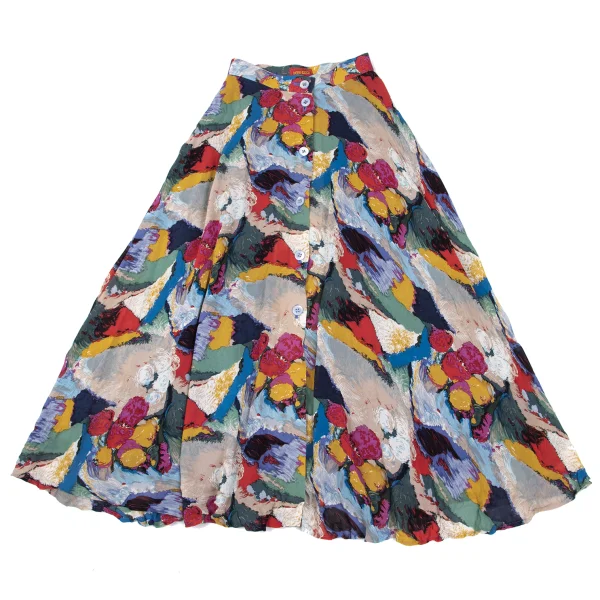 KENZO Rayon Graphic Printed Button Wrap Skirt K-169255_002