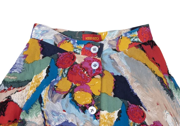 KENZO Rayon Graphic Printed Button Wrap Skirt K-169255_003