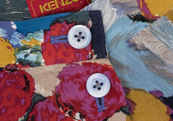 KENZO Rayon Graphic Printed Button Wrap Skirt K-169255_004