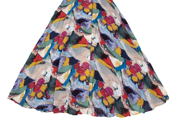 KENZO Rayon Graphic Printed Button Wrap Skirt K-169255_006